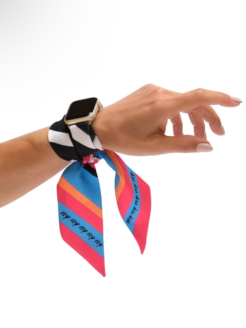 WRISTPOP Colorblock Stripe Apple Watch Wrap Band Scarf Strap Pink Blue Black NWT